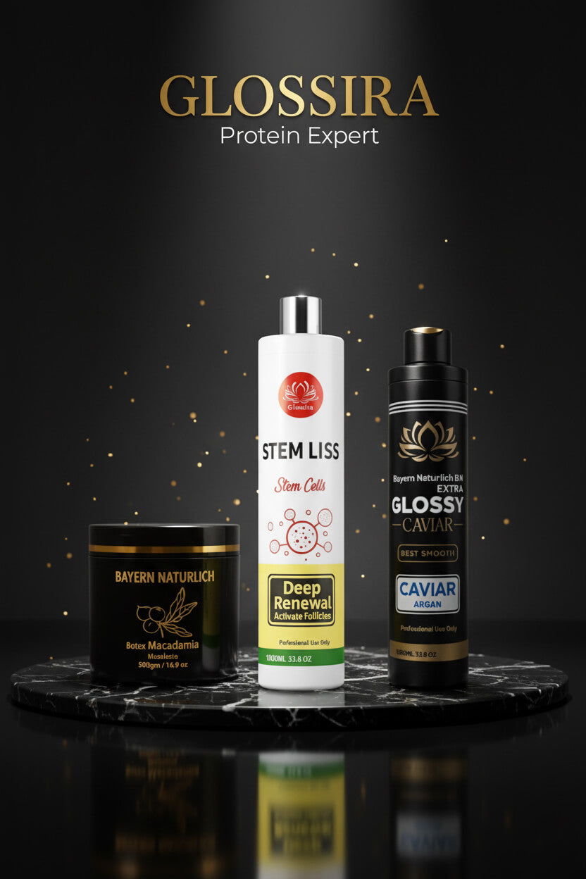 بوتكس البندق البرازيلي ماكاديميا -صورة-مجموعة-Glossira-بروتين-فرد-كامل-الخلايا-الجذعية-كافيار-Iron-Glossy-معالجات-شعر