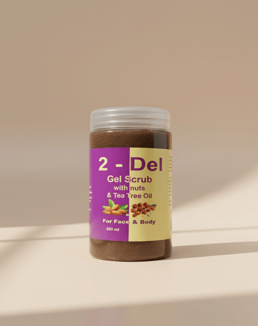 Glossira-2-Del-Gel-Scrub-مقشر-بالمكسرات-وزيت-شجرة-الشاي-للجلد-الخشن-عميق