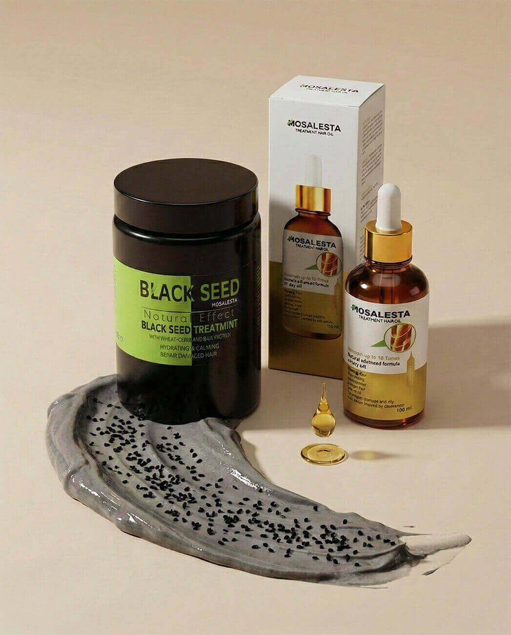 مجموعة جلوسيرا لعلاج وترميم الشعر: حمام كريم حبة البركة لمنع التساقط وتطويل الشعر مع زيت الخلايا الجذعية للترطيب واللمعان. علاج متكامل للشعر التالف والمجهد